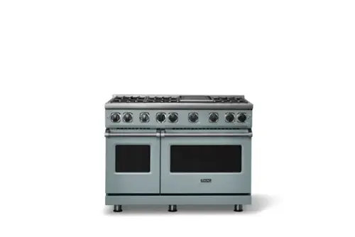 Front. Viking - 48"W. 7.3 Cu. Ft. Freestanding Sealed 6 Burner Gas Range/Griddle  - November Sky - November Sky.