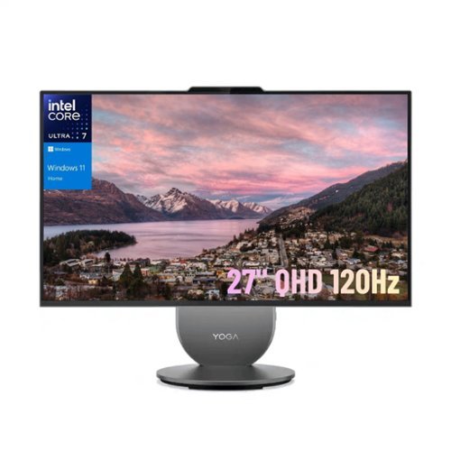 Lenovo - Yoga AIO 27" QHD All-in-One - Intel Core Ultra 7 255H - 16GB RAM 1TB SSD - Wireless Keyboard & Mouse - Gray-Front_Standard 