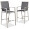 Best Choice Products - Outdoor Barstools Set of 2, Bar Height Patio Chairs w/ All-Weather Mesh - Taupe/Charcoal-Front_Standard
