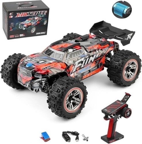 Topteng - ​​WLtoys XK 184008 1/18 Brushless 4WD RC Truck - 37MPH High Speed, 2.4G Remote, ABS Chassis, RTR for Off-Road, Red-Front_Standard 