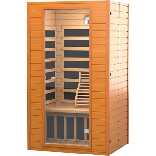 Essen Blissed - 1-2 Persons Infrared Hemlock Wooden Sauna for Home,Low Emf Red Light Therapy, 9-Color Chromotherapy Lights - Natural-Front_Standard 