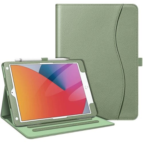 Kitcheniva - Protective Stand Case For iPad 9th 8th 7th Generation 10.2 Inch With Pocket Holder - Sage Green-Front_Standard 