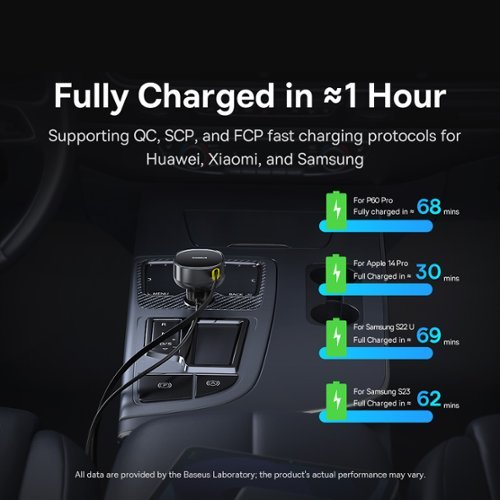 Baseus  Enjoyment Pro Car Charger C+Retractable Type-C Cable 60W Cluster Black - Black WHERE TO BUY