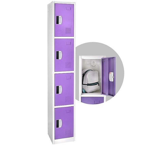AdirOffice - Storage Locker 629-Series 72" H 4-Tier Steel Digital Lock 4-Shelf Locker - Purple-Front_Standard 