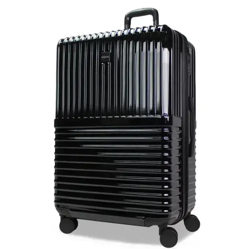 Front. World Traveler - Tonal 28-Inch Lightweight Polycarbonate Expandable Spinner Luggage with TSA Lock - Onyx.