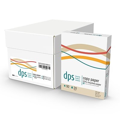 Diversity Products Solutions by Staples - DPS by Staples 30% Recycled 8.5" x 11" Copy Paper, 20 lbs., 92 Brightness, 500 Sheets/Ream (DPS08511RCY-CC) - White