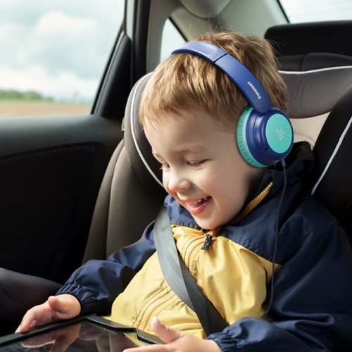 Tronsmart KH01C Wired Headphones for School Travel, Safe Volume Limited, Foldable Lightweight Over-Ear Headphones for PC/Tablet - Blue/Green BUY IN AUSTRALIA