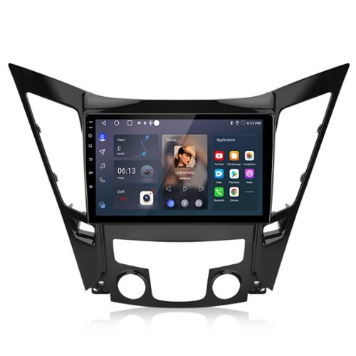 Junsun - For Hyundai Sonata 2011-2015 carplay Car Stereo Radio 9" Android 14 2+64GB GPS Navi WIFI RDS SWC Bluetooth FM - Black-Front_Standard 