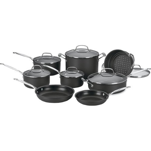 Cuisinart - Chef's Classic Hard Anodized 14 Piece Cookware Set 66-14N - Black-Front_Standard 