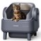 Oneisall - Large Self-Cleaning Cat Litter Box Smart Automatic Litter Box For Multi-Cats 4 Layer Safety Sensor With Mat Waste Bag - Gray-Front_Standard