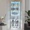 Skyzoo - Corner Display Cabinet with RGB LED Lights, 6-Tier Curio Cabinet with glass doors for Collectibles - White-Front_Standard