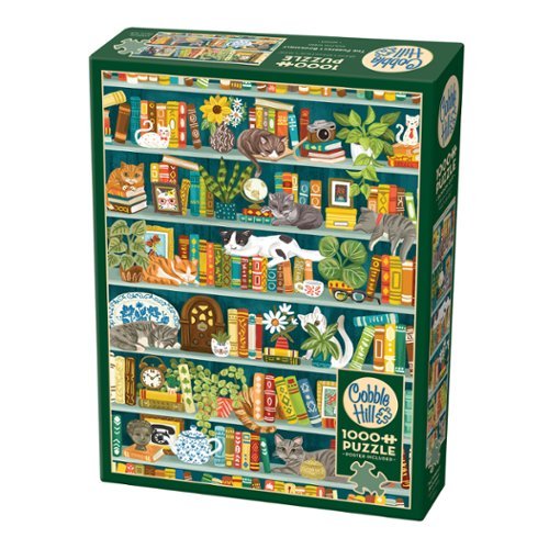 Outset Media - Outset Media: Cobble Hill 1000 Piece Puzzle: The Purrfect Bookshelf - Reference Poster