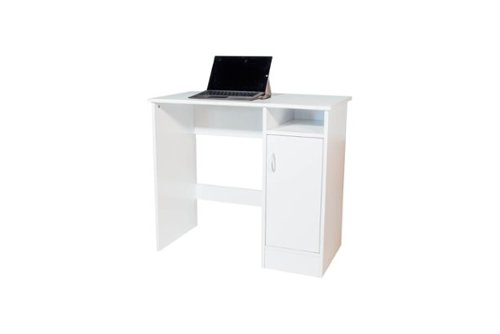 OneSpace - Madison Computer Desk with Cabinet - White-Front_Standard 