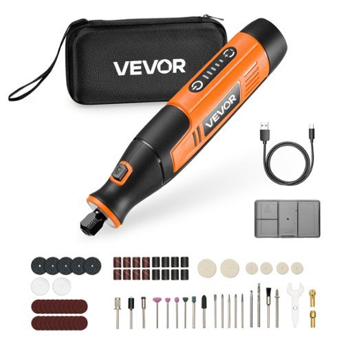 VEVOR - 73-Piece Cordless Rotary Tool Kit, DC4V Portable Mini Power Rotary Tool,5-Level Speed 7000-20000 RPM Multi-Purpose Tools - Orange + Black-Front_Standard 