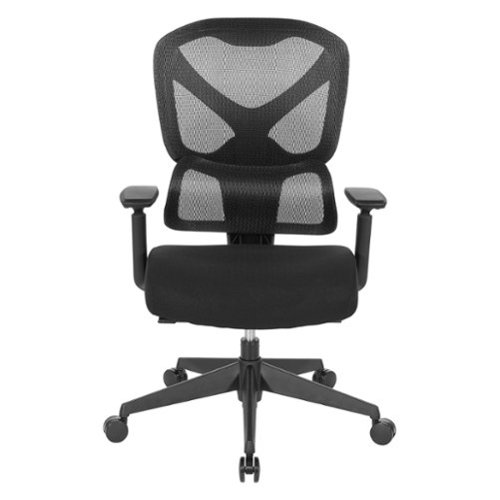 OSP Home Furnishings - High Back Mesh Back Manager’s Chair with Self-Adjusting Lumbar Support and Adjustable Arms - Black-Front_Standard 