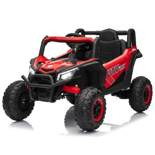 GARVEE - 12V Kids Ride-On UTV Truck, Electric Car w/Remote, Switchable 4WD/2WD, EVA Tires, Bluetooth & LED Lights - Red-Front_Standard 