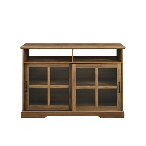 Farmhouse Sliding Glass Door Storage Console for TVs up to 55"-Front_Standard 
