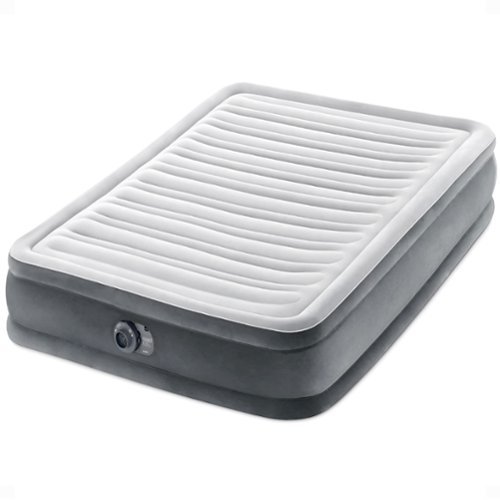 Intex - Comfort Deluxe Dura-Beam Plush Air Mattress Bed with Built-In Pump, Full - Gray-Front_Standard 