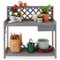 Best Choice Products - Outdoor Wooden Garden Potting Bench, Workstation Table w/ Cabinet Drawer, Open Shelf - Gray-Front_Standard