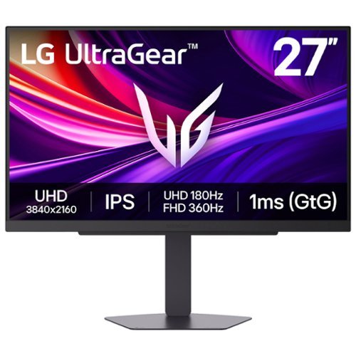 LG - UltraGear 27" IPS Dual Mode (4K UHD 180Hz, FHD 360Hz), 1ms, NVIDIA G-SYNC, AMD Freesync Gaming Monitor (HDMI, DP, USB-C) - Black