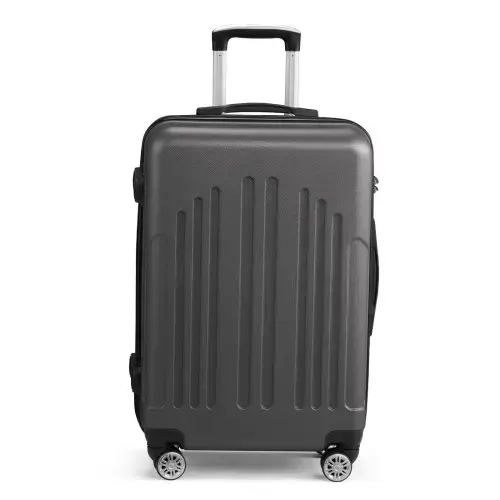 Front. Winado - 24" Checked Luggage Trolley Case ABS Hardside Medium Suitcase with Double Spinner Wheels & TSA Lock for Travel Business - Dark Gray.