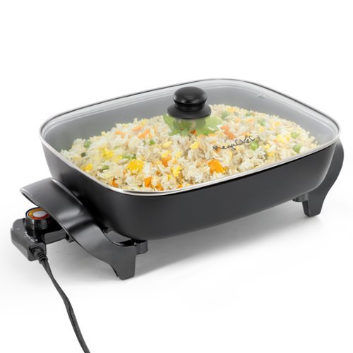 MegaChef - 14.96 Inch Electric Fry Pan with Non-Stick Coating - Black-Front_Standard 