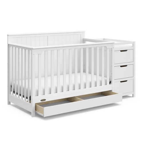 Graco - Hadley 5-in-1 Convertible Crib and Changer with Drawer - White-Front_Standard 