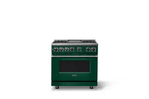 Front. Viking - 36 in. Wide 4 Burner Dual Fuel Sealed Burner Range with Griddle-LP - Ivy.