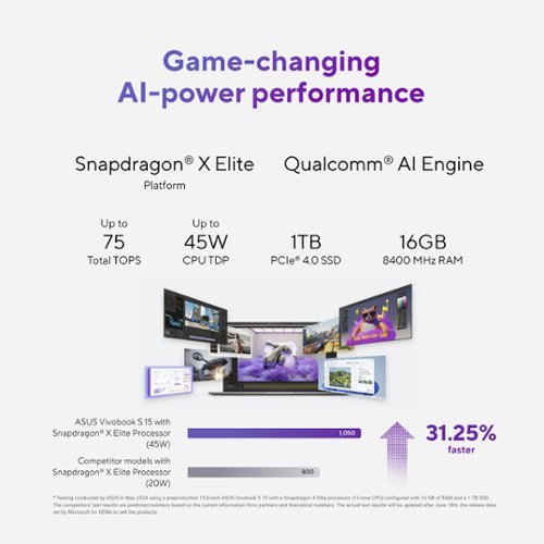 ASUS Vivobook S 15 15.6 3K OLED Laptop - Copilot+ PC - Snapdragon X Elite - 16GB Memory - 1TB SSD - Cool Silver BUY IN SAUDI ARABIA