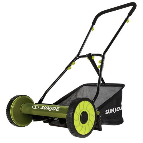 Sun Joe - 16" Reel Mower with Grass Catcher and Adjustable Cutting Height, MJ500M - Green-Front_Standard 