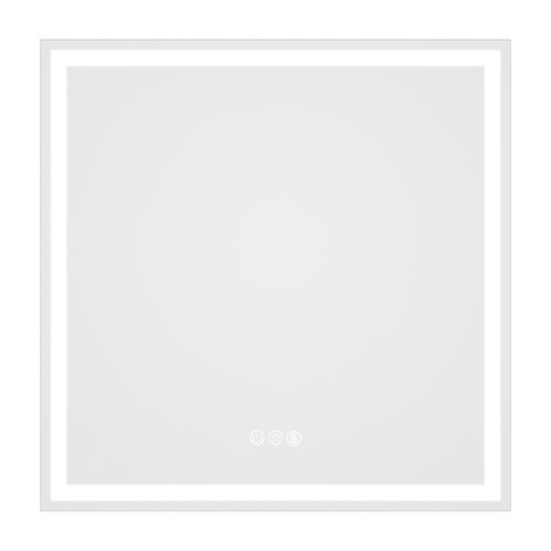 LOVMOR - 36 x 36 Inches Tempered Glass LED Bathroom Mirror with Anti-Fog & 3-Color Dimmable Lighting - Silver