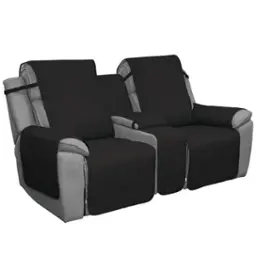 Black/Beige Recliner Loveseat