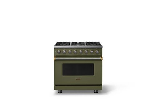 Viking - 36"W 5.6 Cu.Ft. Pro5S Freestanding Sealed 6 Burner Dual Fuel Convection LP Range - Martini w. Brushed Brass Trim - Martini