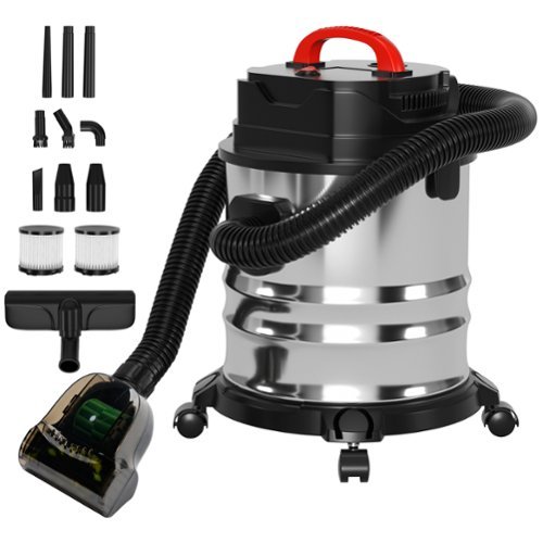 Topteng - 5-Gallon 1800W Stainless Steel Wet/Dry Vac - 18L Capacity, Blower Function, with 9 Attachments for Garage, Car, Workshop-Front_Standard 
