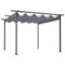 Outsunny - 11.5' x 11.5' Outdoor Retractable Pergola Canopy, Metal Patio Shade Shelter for Backyard, Porch Party, Garden - Gray-Front_Standard