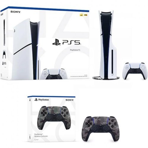 PlayStation 5 Slim Console + PlayStation 5 DualSense Wireless Controller Gray Camouflage - Includes PS5 Console - PlayStation 5-Front_Standard 