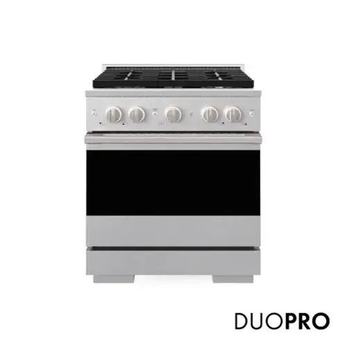 Front. ZLINE - 30 in. 4.2 cu. ft. Marino Freestanding Manual Clean Gas Range with 4 DuoPro Burners and Convection Oven - Satin Stainless Steel.