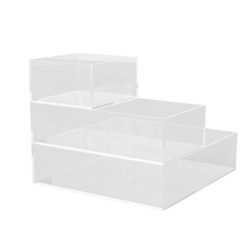 Martha Stewart - Brody Plastic Stackable Desktop Organizer Set-1-S/1-M/1-L - Clear-Front_Standard 