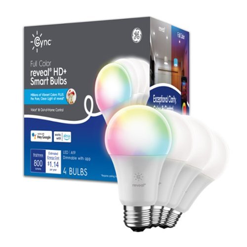 Cync Reveal A19 Smart LED Light Bulbs (4 Pack) - Color Changing - Full Color