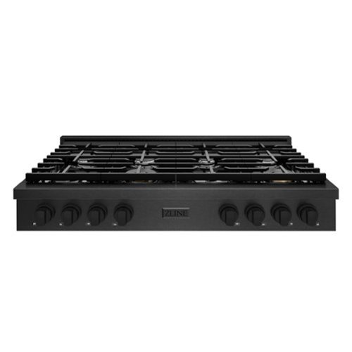 ZLINE - 48 in. Paramount Gas Rangetop with 8 Burners and Porcelain Cooktop in Black Satin Steel (SRTBS-48) - Black Satin Stainless Steel-Front_Standard 