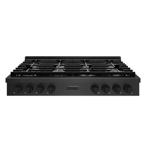 Front. ZLINE - ZLINE 48 in. Paramount Gas Rangetop with 8 Burners and Porcelain Cooktop in Black Satin Steel (SRTBS-48) - Black Satin Stainless Steel.