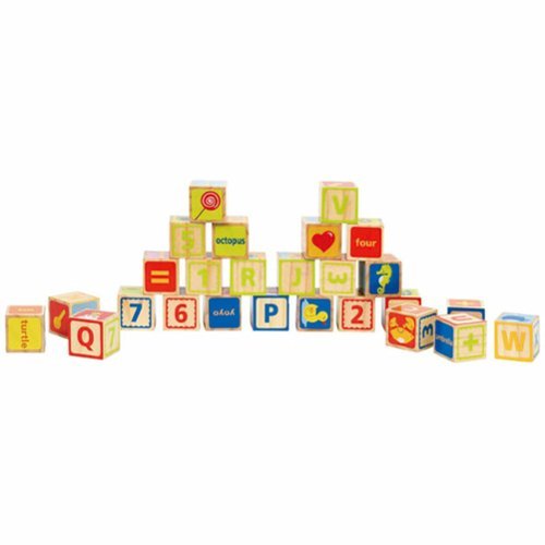 Hape Alphabet & Numbers Stacking Blocks with Pictures,26 Pieces
