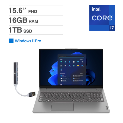 Lenovo - Upgraded - V15 Laptop 15.6 FHD (Intel i7-13620H, 16GB DDR4, 1TB PCIe SSD, Intel UHD, Win 11 Pro) w/USB Hub - Iron Grey-Front_Standard 