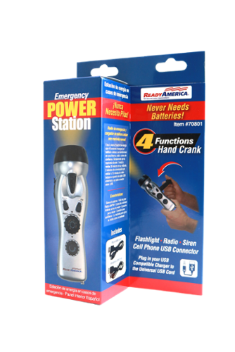 Ready America - Emergency Hand Crank Power Station 4 Function - Silver-Front_Standard 