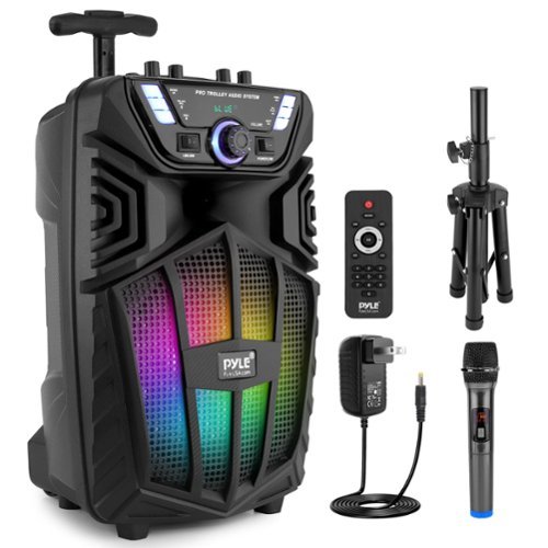 Pyle - 480W Portable Bluetooth PA Speaker with - Black-Front_Standard 