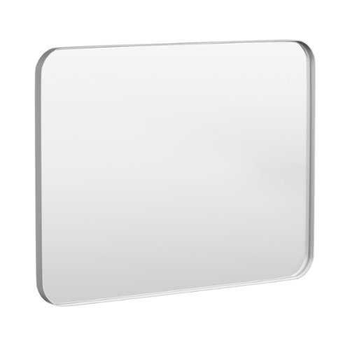 LOVMOR - 40 in. W x 30 in. H Tempered Glass Rounded Rectangle Framed Wall-Mounted Bathroom Vanity Mirror in Silver - Silver