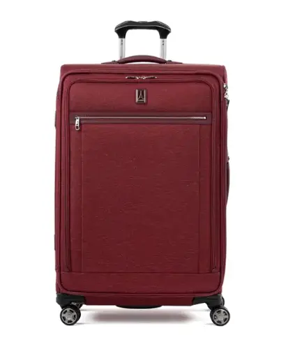 Front. Travelpro - Travelpro Platinum Elite Softside Expandable 29" Checked Spinner - Bordeaux Red.