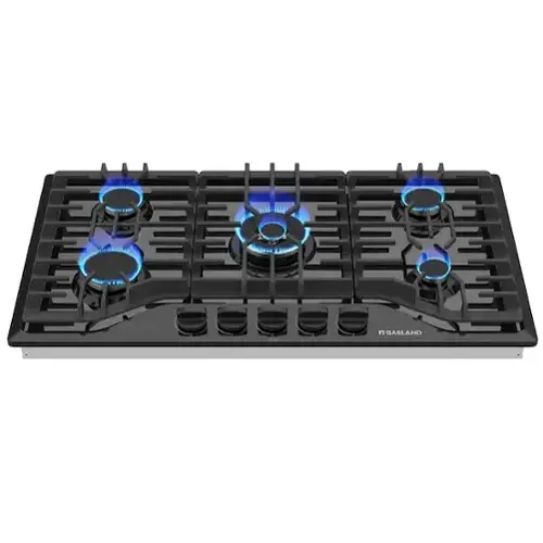 Front. GASLAND - 36 inches Gas Cooktop with 5-Burners - Black Enamel.