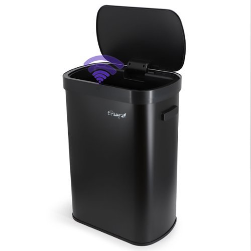Elama - 13 Gallon Automatic Sensor Hands Free Trash Can - Black-Front_Standard 