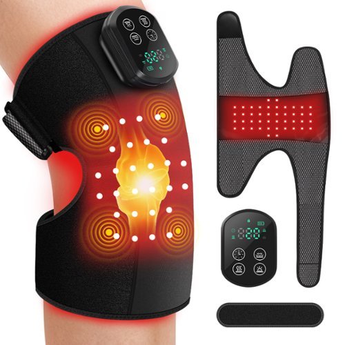 Morfone - 660nm and 850nm Infrared Red Light Therapy Device for Knee.3 Vibration Modes and 4 Heating Levels - Black-Front_Standard 